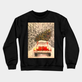 Chritmas tree in a red truck Crewneck Sweatshirt